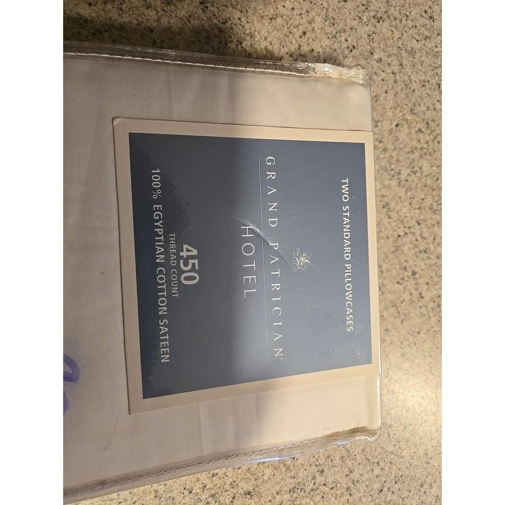 2 grand patrician hotel pillowcase standard White Egyptian cotton sateen‎ 450 TC